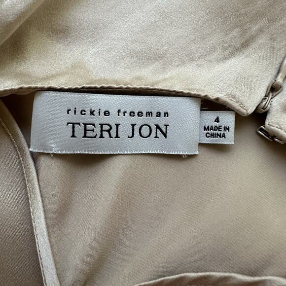 Rickie Freeman Teri Jon Womens Dress 4 Gold Silk Satin‎ Slip Cocktail Retro Y2K - Picture 12 of 13